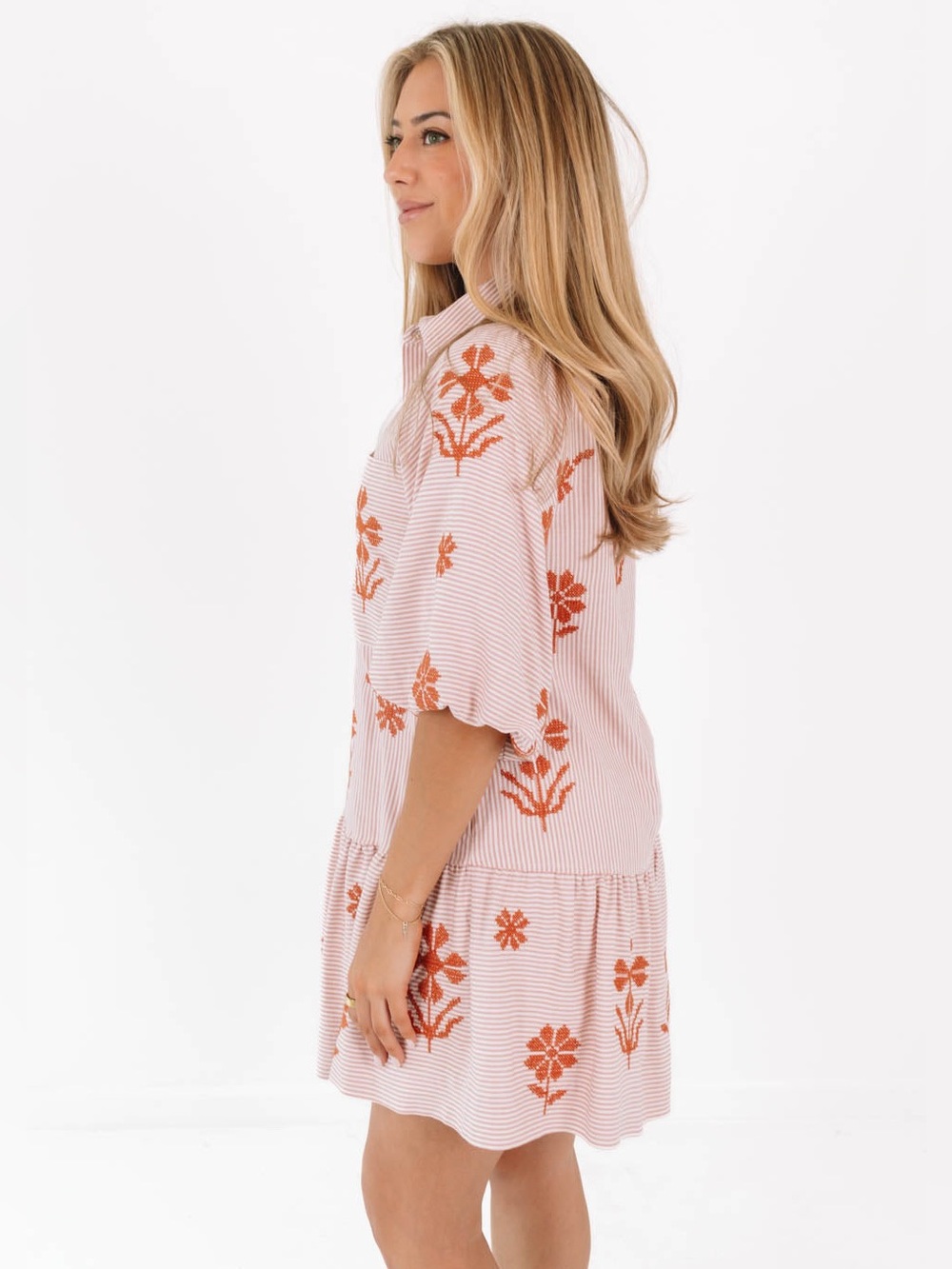 NWT J.Marie Kade Embroidered Short Sleeve Button up Mini Dress Sz XL - Picture 6 of 16
